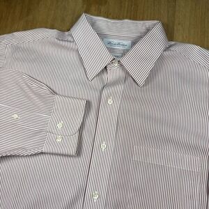 Brooks Brothers Brooksease Long Sleeve Dress Shirt Mens 17 32/33 Red Striped